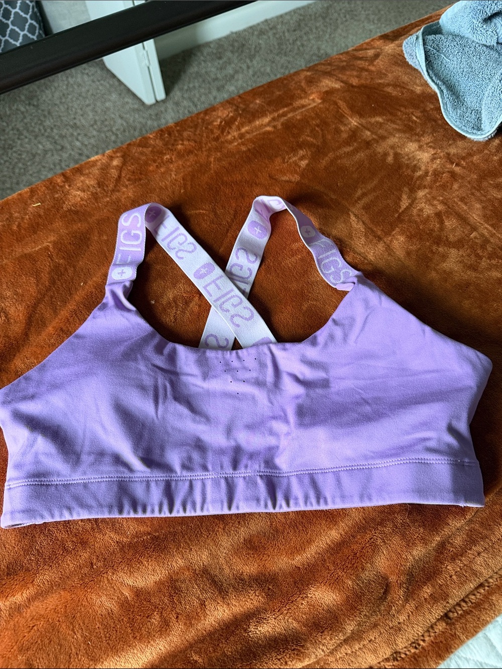 Figs Lilac Sports Bralette with Logo Elastic Straps